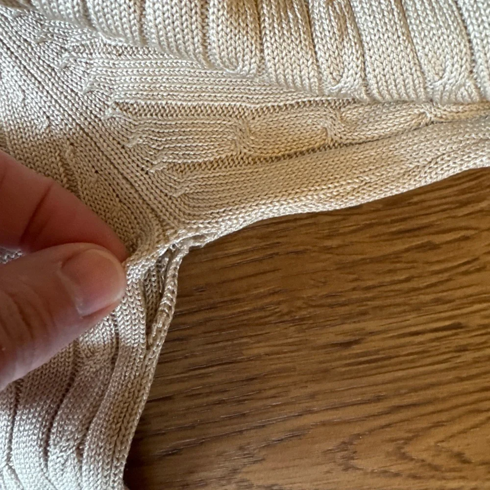Vintage Cullen Silk Cream Cable Knit Crew Sweater Lightweight Neutrals/ XLG